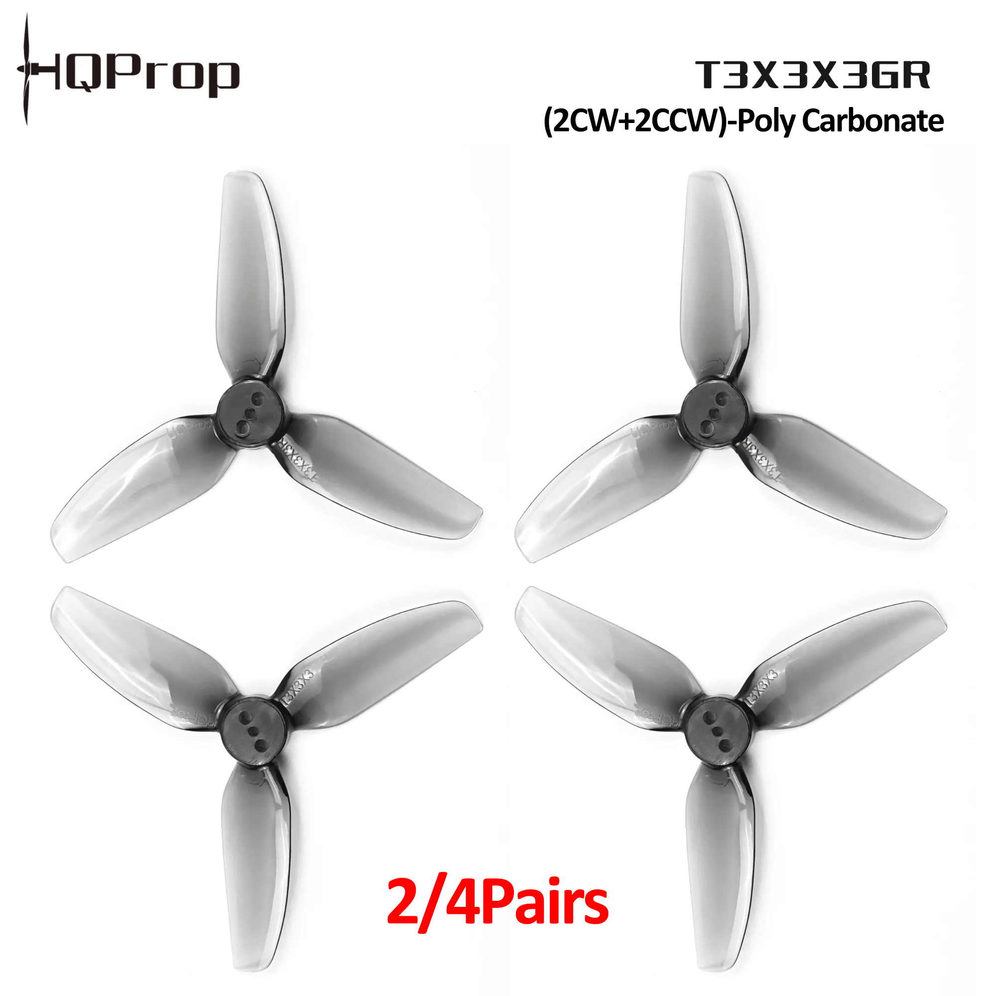 Drone Gimbal Controller - 2/4 coppie di eliche HQProp T3X3X3GR,